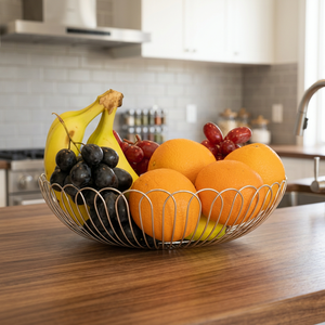 Panier à fruits en fil métallique rond, minimaliste, pour rangement de cuisine, facile à nettoyer, bol en métal à un seul niveau - Product Image 3