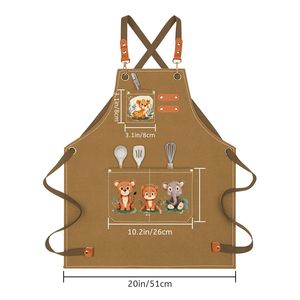 Tablier en toile à dos croisé pour enfants avec poches pour Barista Waiter Chef Restaurant Bakery Use Durable Leather Waist Type - Product Image 5
