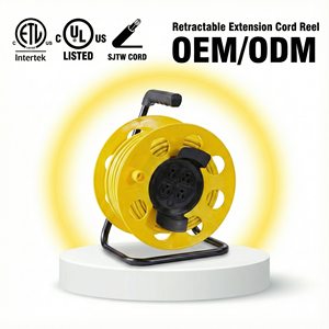 Carrete de Cable de Extensión para Exteriores de Alta Resistencia Linsheng OEM ODM con Certificación UL, 100 Pies, 16/3 SJTW, 4 Tomas de Corriente - Product Image 1