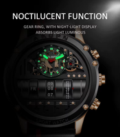 Montre sport à quartz pour homme, grand cadran, analogique, calendrier, lumière nocturne, bracelet en cuir, étanche, Relogio Masculino, montre-bracelet pour homme