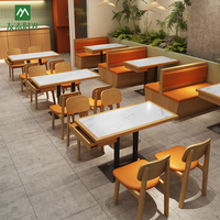 Bancs courbes sur mesure avec table et chaises en bois, ensemble de sièges pour restaurant moderne, café, mobilier commercial