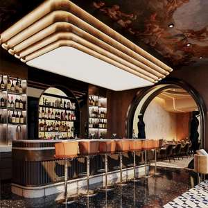 Luxury Restaurant Bar Interior Design Turnkey Fit Out Custom Bar Counter Wine Cabinet Wood <b>Stone</b> Metal Hospitality Furniture OEM - Product Image 1