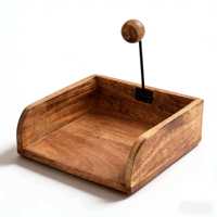 Boîte à mouchoirs classique en bois avec barre de pression métallique élégante, écologique et durable, pour la décoration de table à la maison – Offre Spéciale
