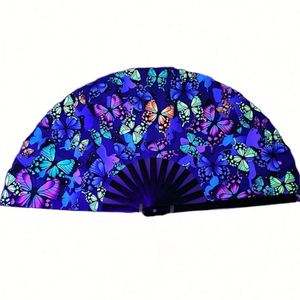 Abanicos de Mano Tradicionales de Bambú de 33 cm con Tela Pintada, Historia Corporativa, Cronología de la Empresa, Recuerdo para el Personal, Arte Folclórico, Amor - Product Image 1