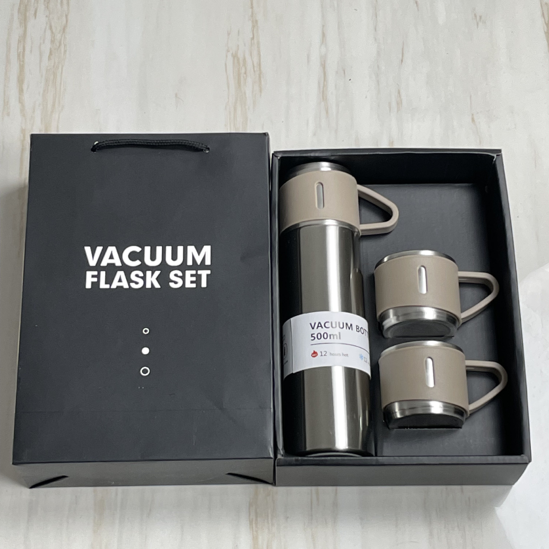 500ml 304 Stainless Steel Vacuum Flask Gift Set with There Lids Thermos ...