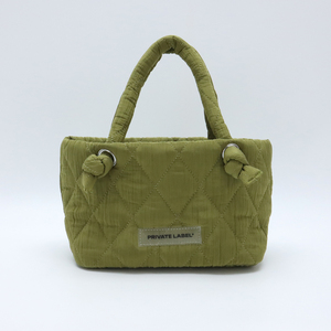 OEM Quilted Puffer Tote Bag, Custom LogoDiamond Quilted Handbag with Knot Handle, Cute Mini Basket Bag for Women, Wholesale - Product Image 6