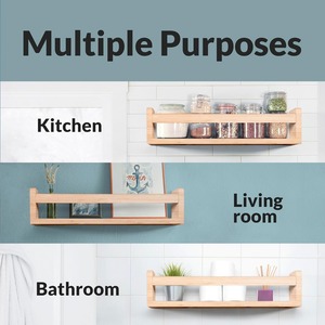 Natural Wood Floating <b>Shelves</b> Wood Floating <b>Shelves</b> Wall Book <b>Shelves</b> Multi-Use Wall-Mounted Bookshelves - Product Image 3