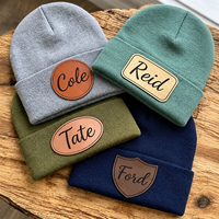 Bonnet d'hiver tricoté personnalisé de marque OEM en gros, avec logo en cuir de haute qualité, bonnet décontracté chaud