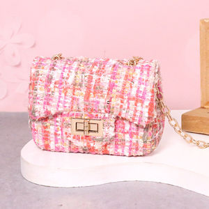 Sacs à Bandoulière Mini à Rabat Classique en Tweed, Chaîne, Luxe, Inspirés par des Créateurs de Marques Célèbres, Sacs à Main pour Femmes et Enfants - Product Image 1