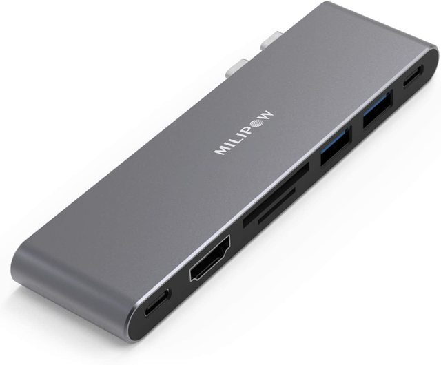 7-in-2 Multiport USB C Docking Station Usb c Dual-Mode Hub Type c for MacBook Air Supports 4K Thunderbol