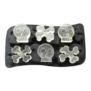 Cấp Thực Phẩm Silicone Skull <span class=keywords><strong>Ice</strong></span> <span class=keywords><strong>Cube</strong></span> Khay 6 Khoang Halloween Chủ Đề Đảng Decor Bar Phụ Kiện Cho Tự Làm Whiskey Cocktail - Product Image 1
