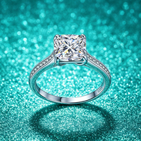 Bague de Fiançailles et de Promesse en Argent Sterling S925 pour Femme, Certifiée GRA, Moissanite Taille Asscher 2,5 Carats Couleur D, Vente en Gros Usine