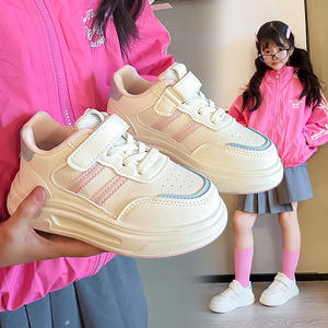 أحذية بناتية بنمط غربي لطيف مع نقوش كرتونية وإغلاق فيلكرو، أحذية منصة بيضاء جديدة لربيع 2026 للفتيات الصغيرات والمتوسطات - Product Image 3