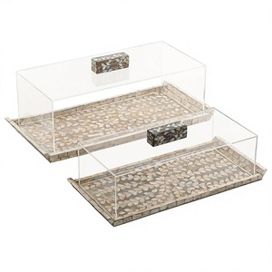 Plateau à chocolats en bois avec couvercle en acrylique, lot de deux, plateau à chocolats de luxe, classique, élégant, nouveau plateau à chocolats - Product Image 1