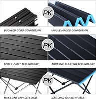 Mesa de picnic plegable de aluminio para acampar al aire libre con una bolsa para senderismo, mochilero