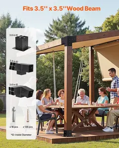 Kit de supports de pergola à 15 degrés <span class=keywords><strong>4x4</strong></span>, support d'angle à 3 voies à angle droit, kit de pergola Woodworks pour poutres en bois, tonnelles d'extérieur - Product Image 2