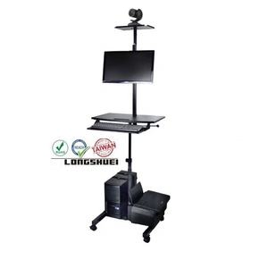 Carro de TV y monitor Longshuei de altura ajustable con construcción metálica y movilidad de 4 ruedas para un movimiento fácil y estable - Product Image 3