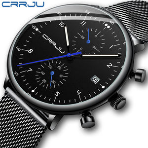 Reloj para hombre CRRJU, reloj de pulsera de acero inoxidable de marca superior de lujo para hombre, relojes de cuarzo con fecha resistentes al agua para hombre, reloj Masculino - Product Image 5
