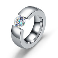 Vente en gros bijoux en acier inoxydable 316 avec anneau en diamant plusieurs couleurs jamais rouillé réglage de Tension diamant 8mm de large bagues pour femmes