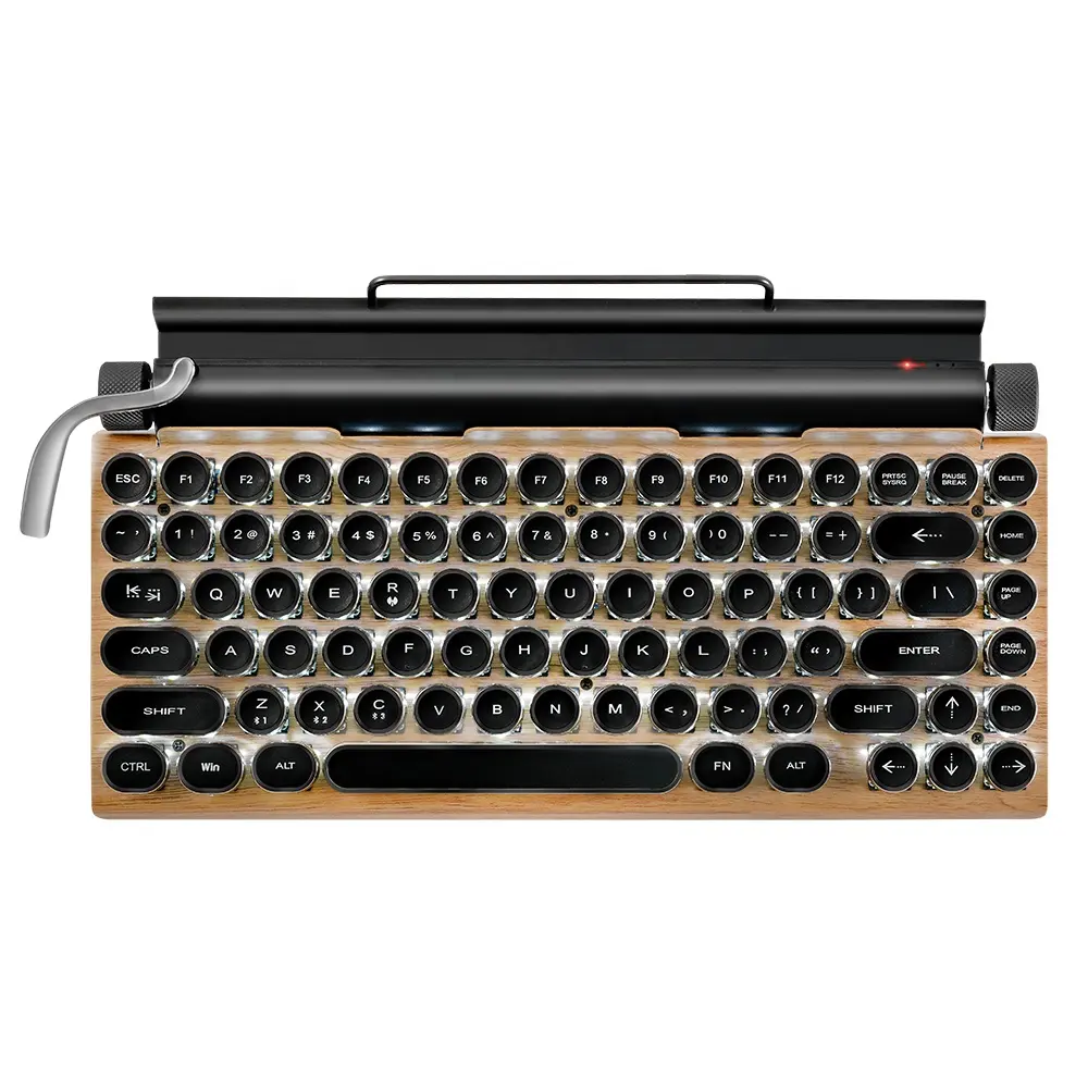 TW1867/ML981 Retro Wireless Typewriter BT Mechanical Multi Devices Connection Classical, Punk Round Keys Keyboard