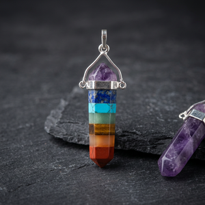 Colgantes de Cuarzo Sintético de Siete Chakras, Corte Triangular, Multicolor, Pulidos, para Fabricación de Pendientes - Product Image 3