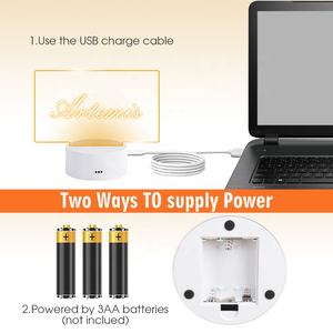 Tableau de notes <span class=keywords><strong>7</strong></span> couleurs veilleuse USB et AAA batterie puissance tableau d'affichage réinscriptible lampe de nuit stylo décor lampe de bureau cadeau pour les enfants - Product Image 4