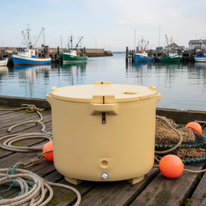 Bac isotherme rond en LLDPE rotomoulé de qualité marine avec logo personnalisé pour le transport de poissons pour navires de pêche (630L) - Product Image 1