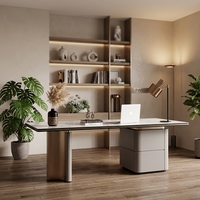 Armoire de chambre à coucher en bois foncé bicolore avec poignée dissimulée, compartiment à ornements de thé rétroéclairé double face