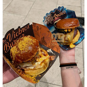 Logo personnalisé Restaurant Plateau en papier kraft à emporter Boîte à <span class=keywords><strong>hamburger</strong></span> Récipient en papier pour aliments Hot Dog Frites Burger Boîtes d'emballage - Product Image 1