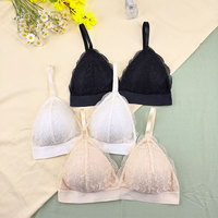 Soutien-gorge triangle élégant en dentelle multicolore à faible MOQ, bralette douce et respirante pour le yoga, le sommeil et les rendez-vous