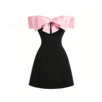 Robe Mini Élégante et Tendance pour Femme, Luxe, Unie, pour Jour et Nuit, Soirée, Club, Événement Formel, Sexy, avec Nœud à l'Épaule, Vente en Gros
