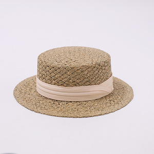 Chapeau de gondolier J455, chapeau de paille, <span class=keywords><strong>Venise</strong></span>, chauffe-chef pour conducteur de gondole, chapeau de soleil décontracté Fedora à calotte plate pour femme, idéal pour les voyages et les vacances - Product Image 1