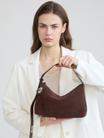 Individuelles Logo Retro Minimalistische Wildleder Rindsleder Slouchy Hobo Tasche Damen Luxus Echtes Leder Schulterhandtasche mit Drehverschluss