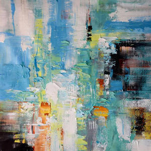 Peinture abstraite moderne contemporaine encadrée en aluminium vert clair et blanc, faite à la main, pour la maison, l'hôtel, le bureau, le salon, art mural suspendu - Product Image 4