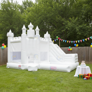 Maison de rebond blanche de mariage pour tout-petits château gonflable 3 en 1 château gonflable décoratif avec <span class=keywords><strong>toboggan</strong></span> et <span class=keywords><strong>piscine</strong></span> - Product Image 1