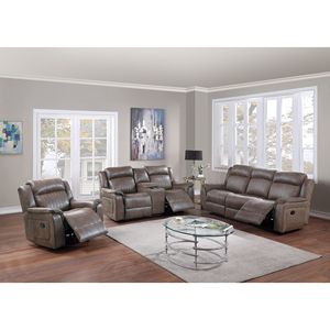 DB Contemporary Power Motion Loveseat en similicuir respirant café foncé avec Console 1pc salon inclinable meubles - Product Image 4