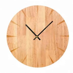 Horloge murale en bois personnalisée pour cadeau de pendaison de crémaillère, finition imitation bois, silencieuse, sans tic-tac, style nordique, décoration pour nouveaux propriétaires - Product Image 2