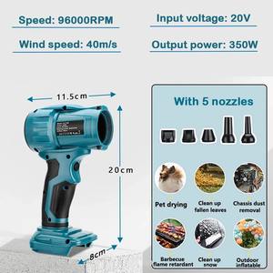 Souffleur à batterie 18V 350W sans balais, ventilateur turbo puissant pour soufflage de poussière, compatible Dewalt/Milwaukee/Makita/Bosch/Ryobi - Product Image 6