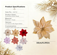 Décorations de Noël, poinsettias artificiels, arbre en polyester, fleurs de Noël réalistes faites à la main