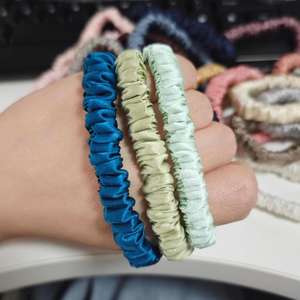 Gomas elásticas de seda de morera Natural 100% personalizadas, bandas de goma delgadas para mujeres, lazos para el cabello, diademas elásticas de seda pura de 1CM - Product Image 2