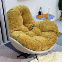 Fauteuil œuf moderne NKOL avec coussin en tissu bouclé et pieds en métal pour salon, gris à carreaux