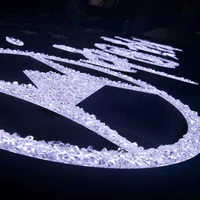 Enseigne lumineuse LED en diamant scintillant, enseigne commerciale en acrylique 3D éclairée pour l'extérieur et l'intérieur