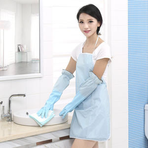 DS5309 Gants de nettoyage de cuisine imperméables doublés de <span class=keywords><strong>coton</strong></span> Gants à manchette longs antidérapants Gants en caoutchouc antidérapants - Product Image 6