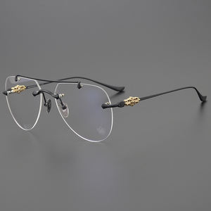 CHARMLIBRARY复古风格金色眼镜飞行员框架时尚透明光学老花眼女男钛老花镜 - Product Image 4