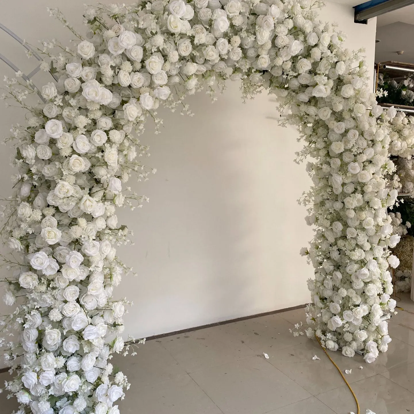 Custom Wedding Party Decoration Flower White Rose Hydrangea Flower Arch Backdrop