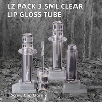 Tube en plastique vide pour cosmétiques, contenant de brillant à lèvres en silicone transparent de 3,5 ml, prix promotionnel, marque privée