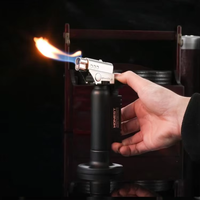 Briquet à recharge directe Hongjing, allumeur gonflable, pistolet de soudage à double flamme, outil de barbecue, pistolet de pulvérisation coupe-vent pour cigares
