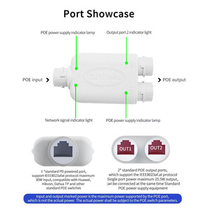 Extensor POE Impermeable de 2 Puertos, Mini, 10/100Mbps, IEEE802.3af/at, 30W, Kit de Cámara Inteligente con Alimentación Dúplex Completa para Exteriores - Product Image 4
