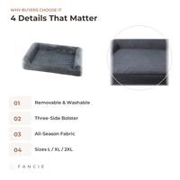 Canapé-lit pour chien en velours pelucheux, housse amovible et lavable, design à trois côtés rembourrés, pour grands chiens et chats d'intérieur, OEM, vente en gros