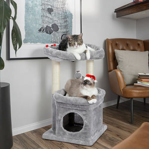 Albero per Gatti Moderno e Lussuoso in Grigio con Tiragraffi e Cuccia, Personalizzabile, in Materiale Sisal, Imballato in Cartone - Product Image 4